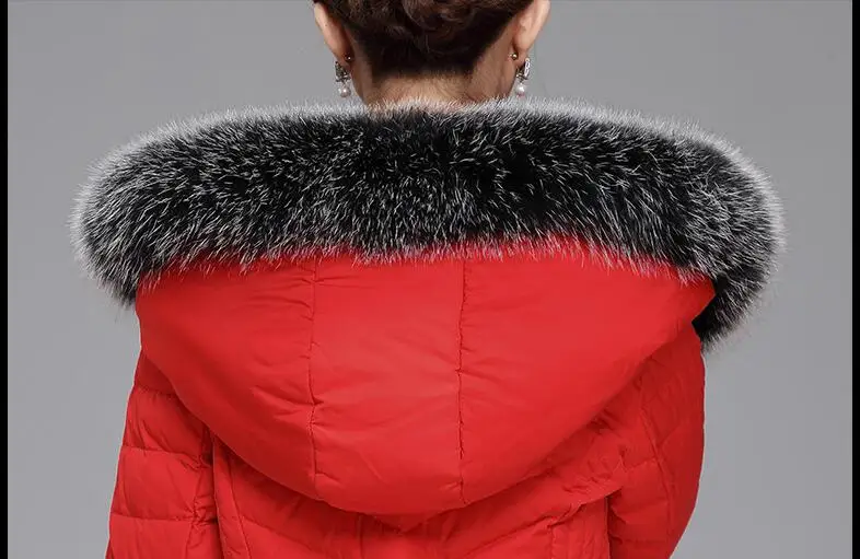 

Long Down Jacket Female Winter Down Parkas Snow Coats Hooded Big Fox Fur Collar Thickening Warm Overcoat 2018 Russia Coats