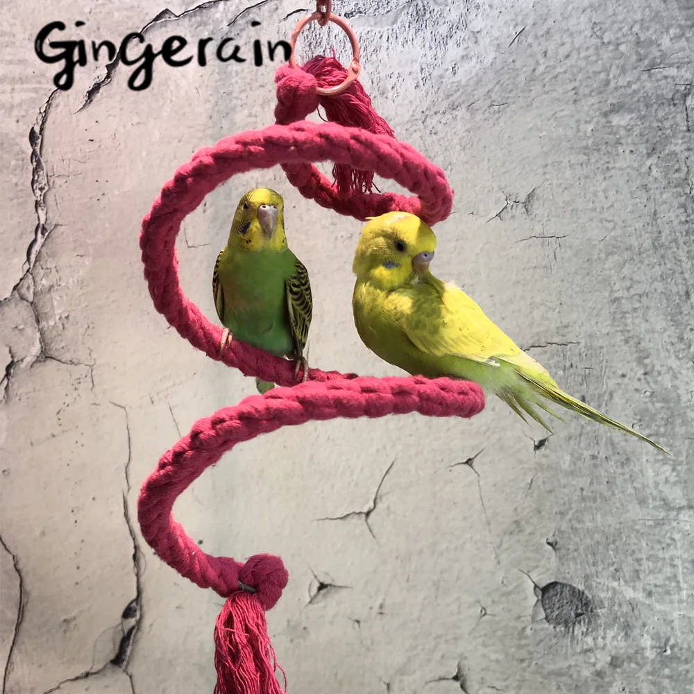 Gingerain L: 156 см диаметр 2 средняя жердочка для птицы Игрушка спиральная хлопковая