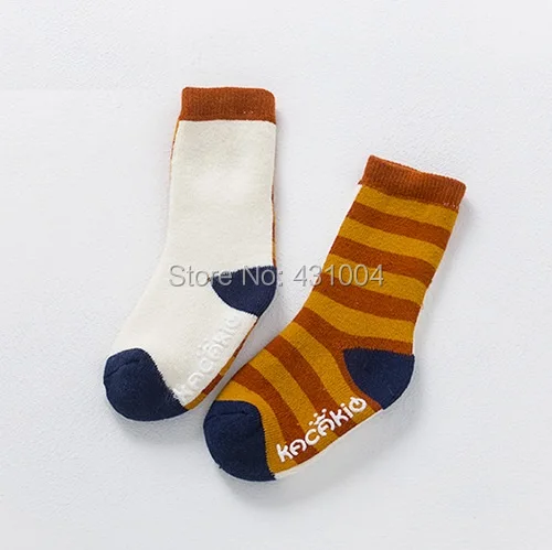 Kacakid/новые детские носки модные махровые в полоску для детей толстые зимние