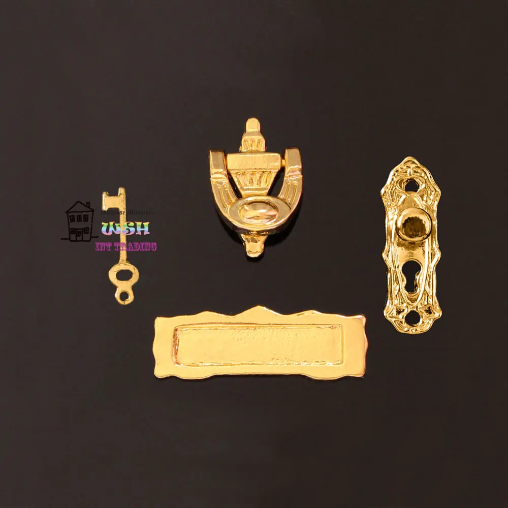 Миниатюрные аксессуары для дверей 1:12 Dollhouse металлические дверные ручки ключ