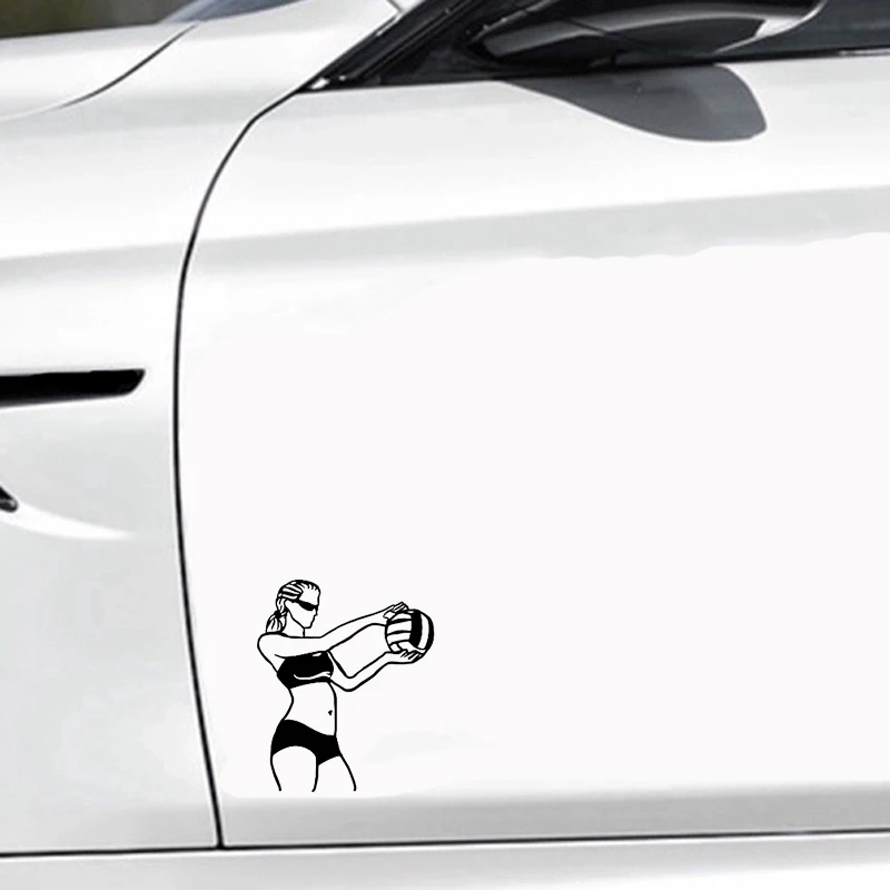 

QYPF 13*15.6CM Volleyball Girl Player Female Sport Vinyl Decor Car Sticker Silhouette C16-1376