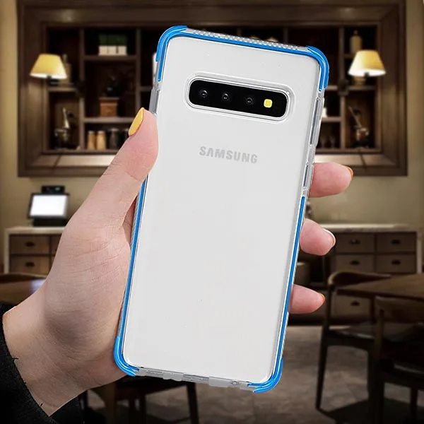 Blue SUYACS противоударный Прозрачный чехол для телефона для samsung Galaxy S10Plus S10e S10 для iPhone XR XS Max XS Мягкий ТПУ чехол для задней панели телефона - Цвет: Blue