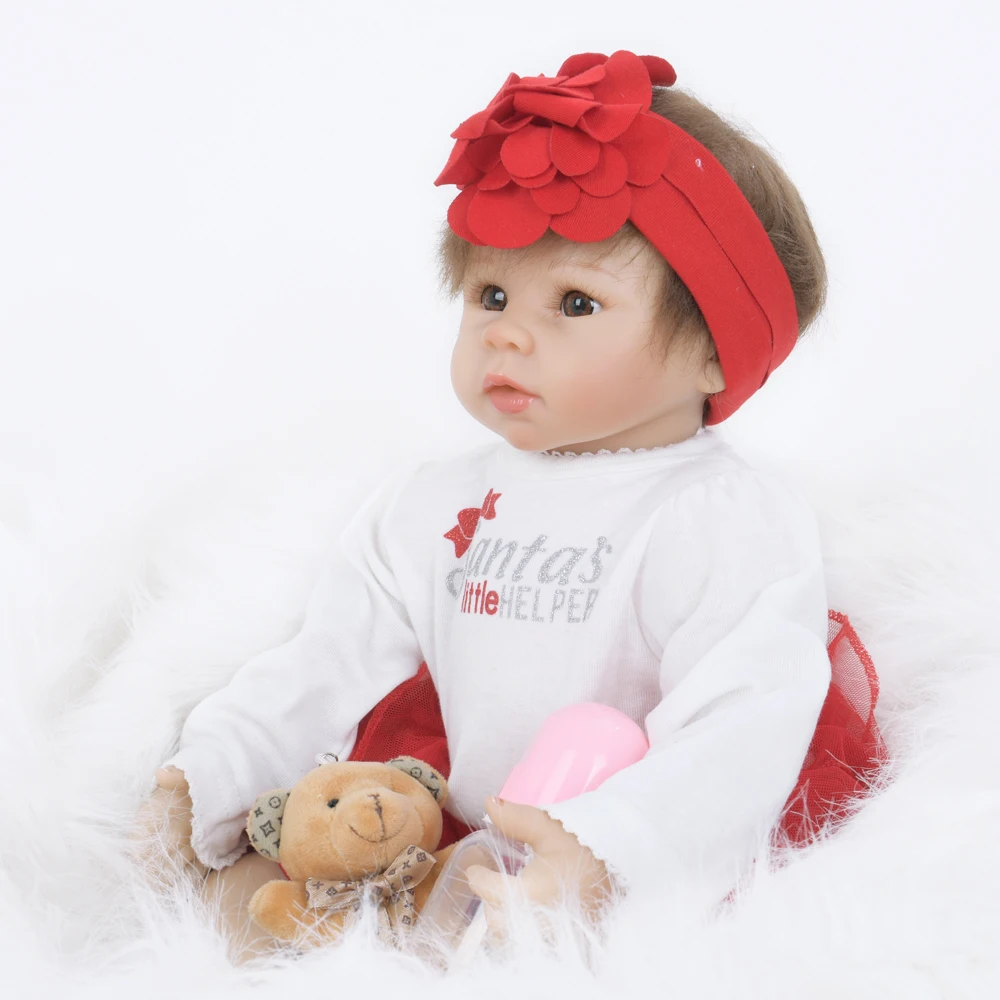 55 см изогнутые волосы мягкая ткань тела Reborn Baby куклы ручной работы кукла для
