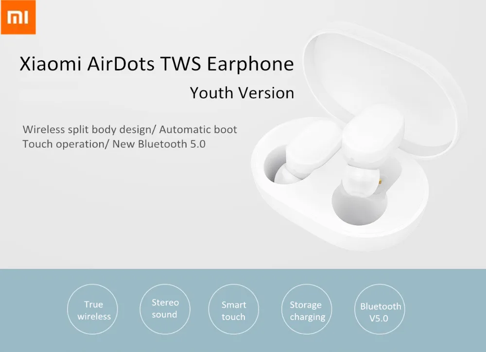 Оригинальные наушники Xiaomi Airdots TWS Bluetooth 5,0, молодежная версия, сенсорное управление с зарядным устройством, мини беспроводные наушники, 1 пара