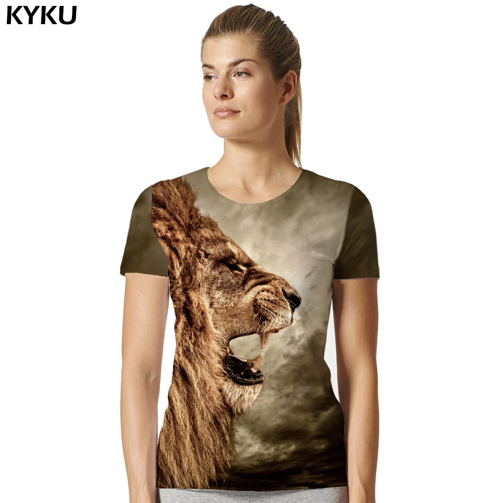Футболка с изображением Льва женская футболка коротким рукавом 3d принт аниме