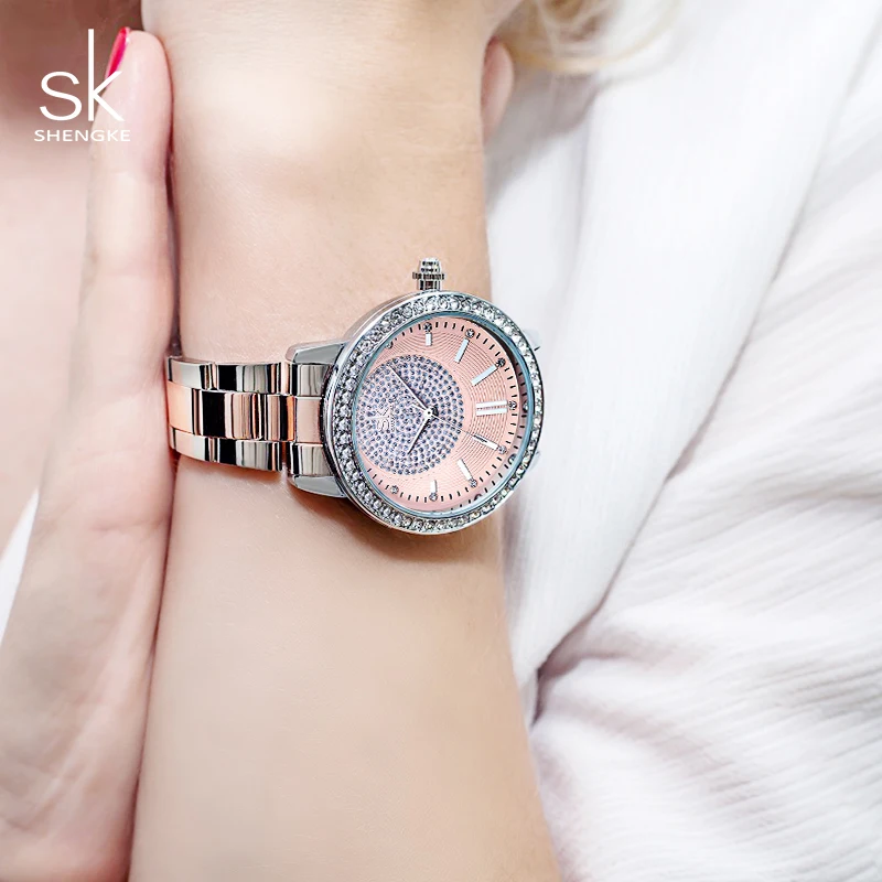 Shengke женские кварцевые часы женский серебряный браслет Relogio Feminino 2019 SK роскошные с