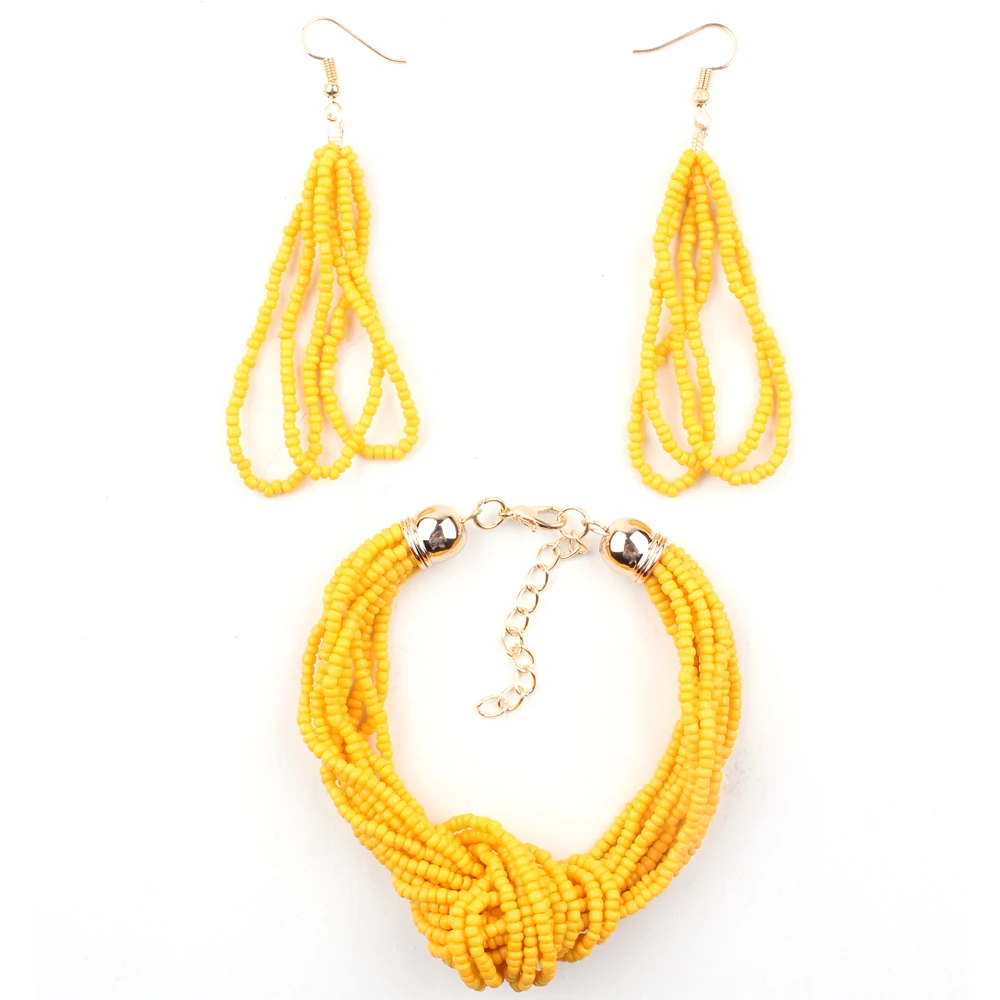 Многослойный винтажный браслет и серьги с бусинами в этническом стиле |