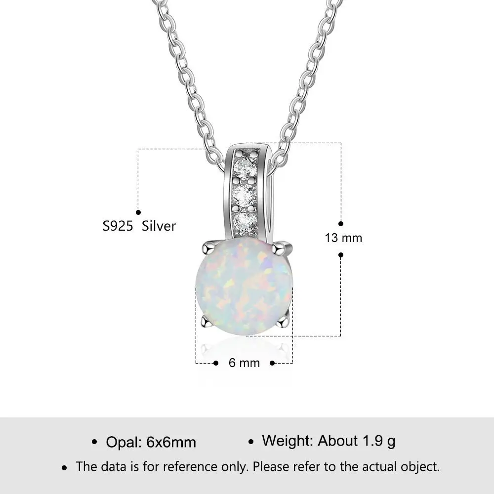 

Lovely 925 Sterling Silver White Round Opal Necklaces & Pendants for Women Wedding Anniversary Party Necklace 925 Silver Jewelry
