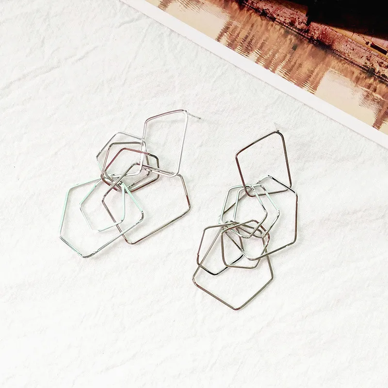 Новинка 2019 корейские шикарные геометрические золотистые металлические