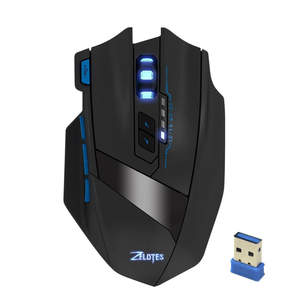 ZELOTES F 15 Двухрежимная игровая мышь 2500 точек/дюйм беспроводная Регулируемая DPI
