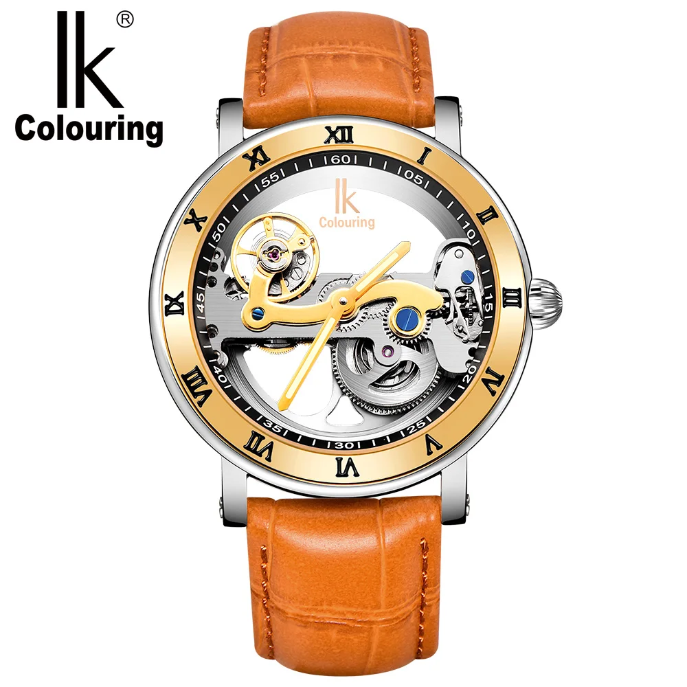 IK Автоматические Механические Мужские часы Роскошный бренд розовое золото чехол