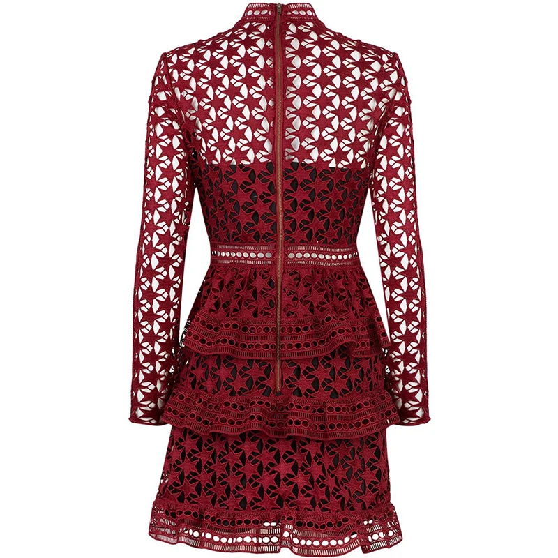 SP Simplee Автопортрет винтажное открытое женское кружевное платье Элегантное с
