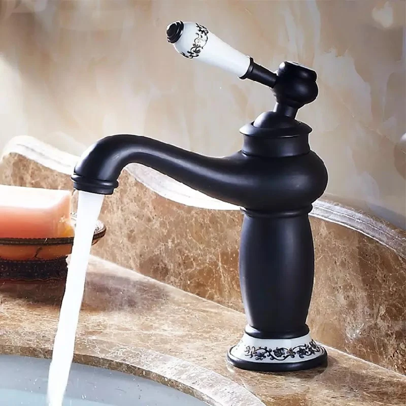 

Free shipping BAKALA Bathroom Faucet Antique bronze Brass Basin Sink Faucet Single Handle water tap GZ-8142R