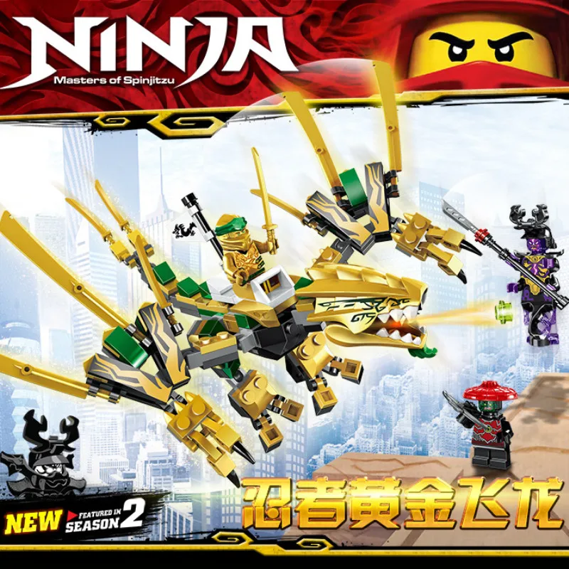 195 шт. строительные блоки NinjagoINGlys с золотым Драконом Ninjagoed Garmadon фигурки на день