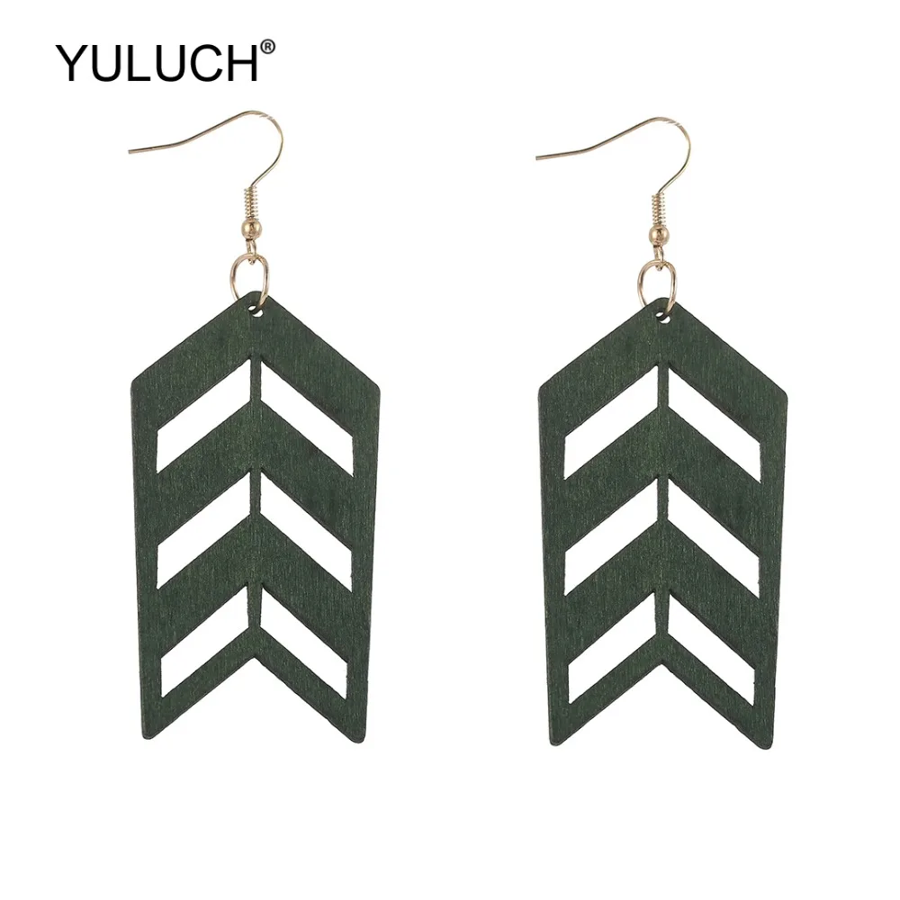 YULUCH 2019 модные деревянные полые черные висячие серьги с подвесками этнические