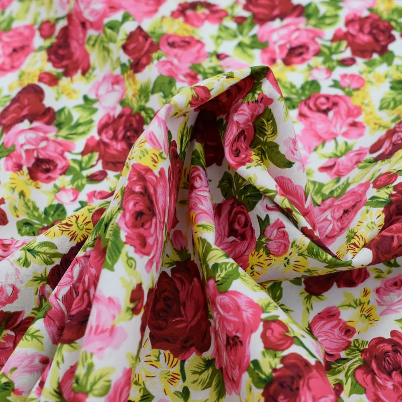 Белая Нижняя Цветочная реактивная окрашенная ткань из чистого хлопка для летних