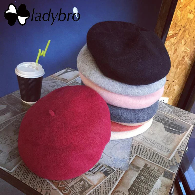 Женский шерстяной берет Ladybro мягкая теплая кашемировая шапка в стиле художника