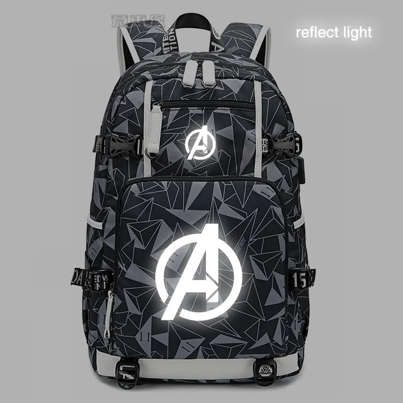 020reflect light Новые Мстители 4 бесконечные войны школьный рюкзак с принтом сумка для ноутбука мужские дорожные сумки usb зарядка Рюкзак Мстители эндшпиль Оксфорд Рюкзак - Цвет: 020reflect light