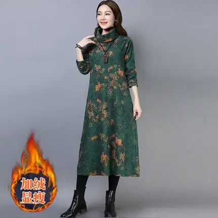 Женское шерстяное платье бархатное в стиле ретро на осень и зиму 2019 | Женская