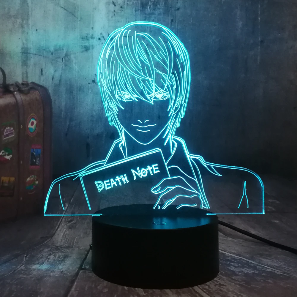 Death Note Yagami Light 3D LED Night 7 Color Table Desk Lamp Home Bedroom Decor Christmas Movie Fans Gift Kid Boy Toys | Лампы и