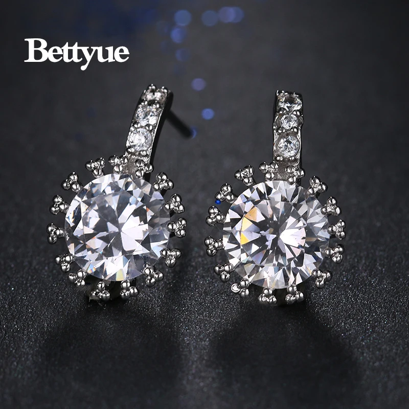 Bettyue Brand Fashion Charm Personality Earrings AAA Cubic Zircon White Gold Color Gothic Style Jewelry For Woman Gift | Украшения и