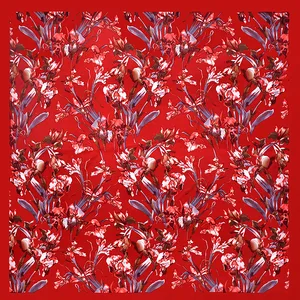 Красный шёлковый шарф женский хиджаб, роскошный бренд, цветочный дизайнер, Твиловые квадратные шарфы, модные большие шали и палантины, 130*130 см, Новинка