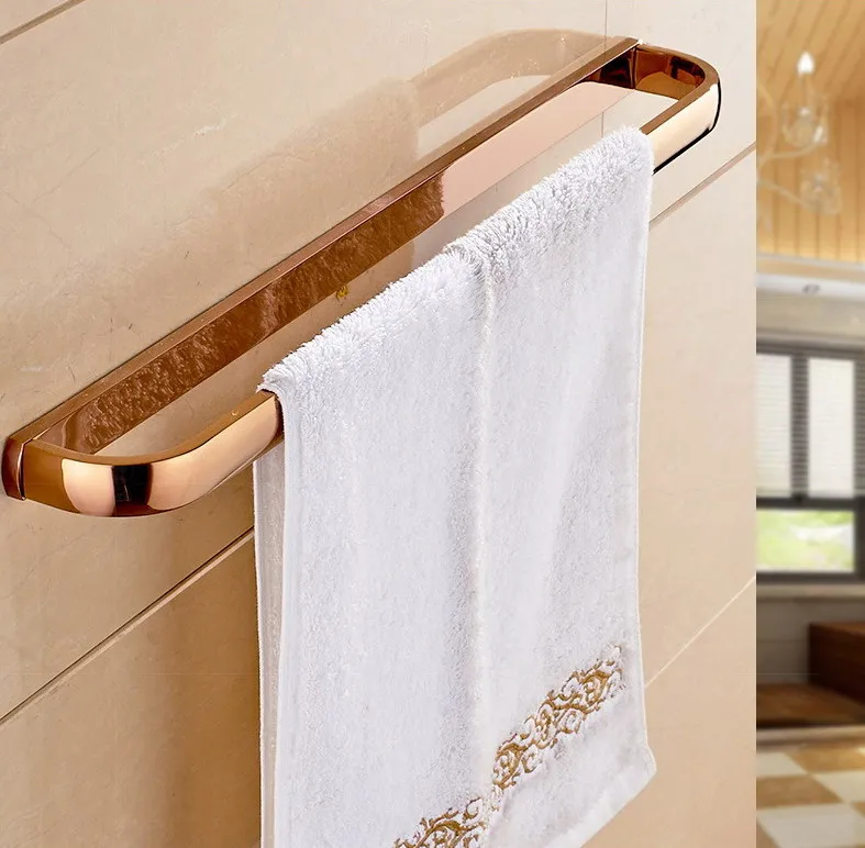 Single Towel Bar Розовое золото, латунные Квадратные аксессуары для ванной комнаты, Полка для полотенец, держатель для полотенец, держатель для туалетной бумаги, настенные аксессуары для ванной, наборы - Цвет: Single Towel Bar