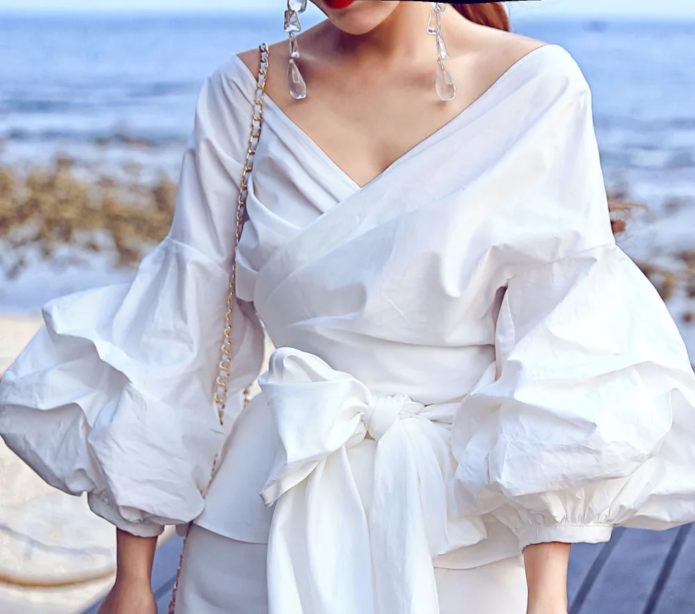 

Alpha 2016 New Arrival Cross Court Bubble Sleeve Shirt Women's Clothing