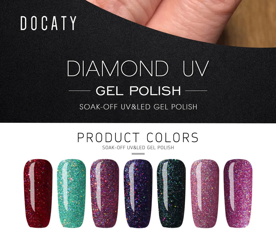Docaty УФ-Гель-лак для ногтей Блестящий неоновый Гель-лак замачиваемый УФ-лак для ногтей УФ светодиодные перманентные эмалы Радужный праймер для ногтей
