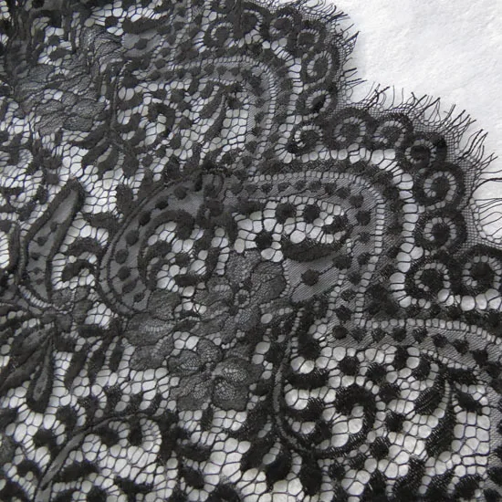 Высококачественная Изысканная белая и черная кружевная ткань с ресничками