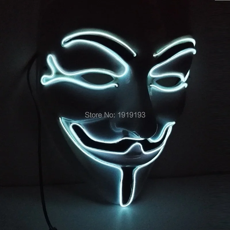 Светящаяся маска EL wire 20 типов светодиодная неоновая для Хэллоуина диджея танцев