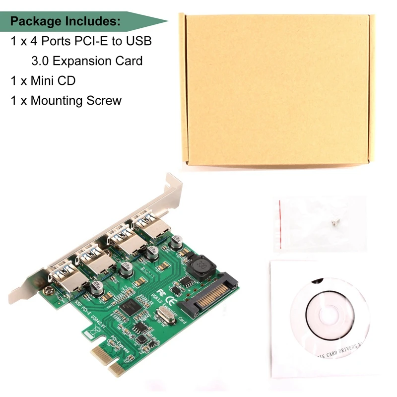 Супер скорость 4 порта Pcie к Usb 3 0 карта расширения с 15 Pin Sata разъем питания Usb3.0