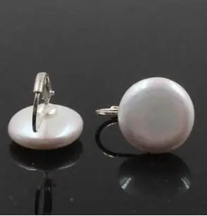 12-13mm Coin white freshwater pearls silver earrings | Украшения и аксессуары