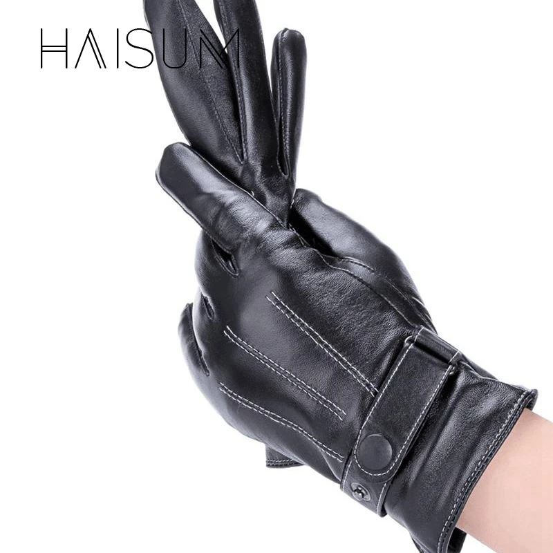 Мужские перчатки Guantes Mujer, мужские перчатки Haisum, высокое качество, натуральная кожа, свиная кожа, варежки, теплые для модных мужских перчаток Luvas Hn85