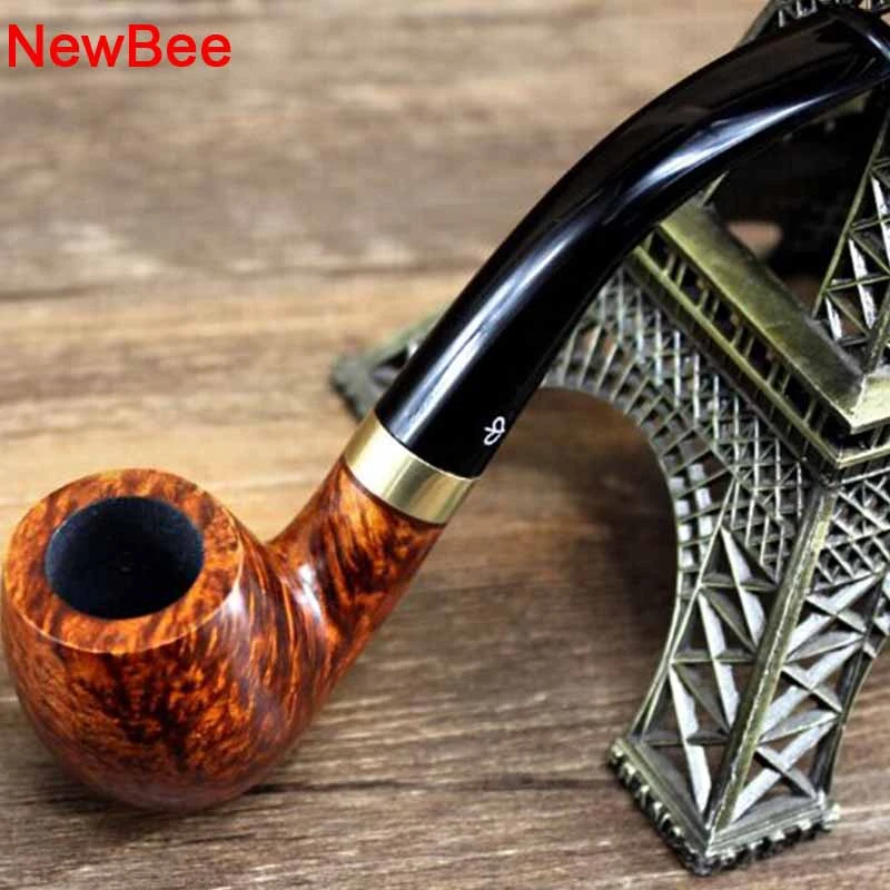 RU-NewBee Briar деревянные курительные трубы ручной работы мужские изогнутые табачные трубы 9 мм фильтр металлический декор Петли 10 Набор инструментов для курения aa0034