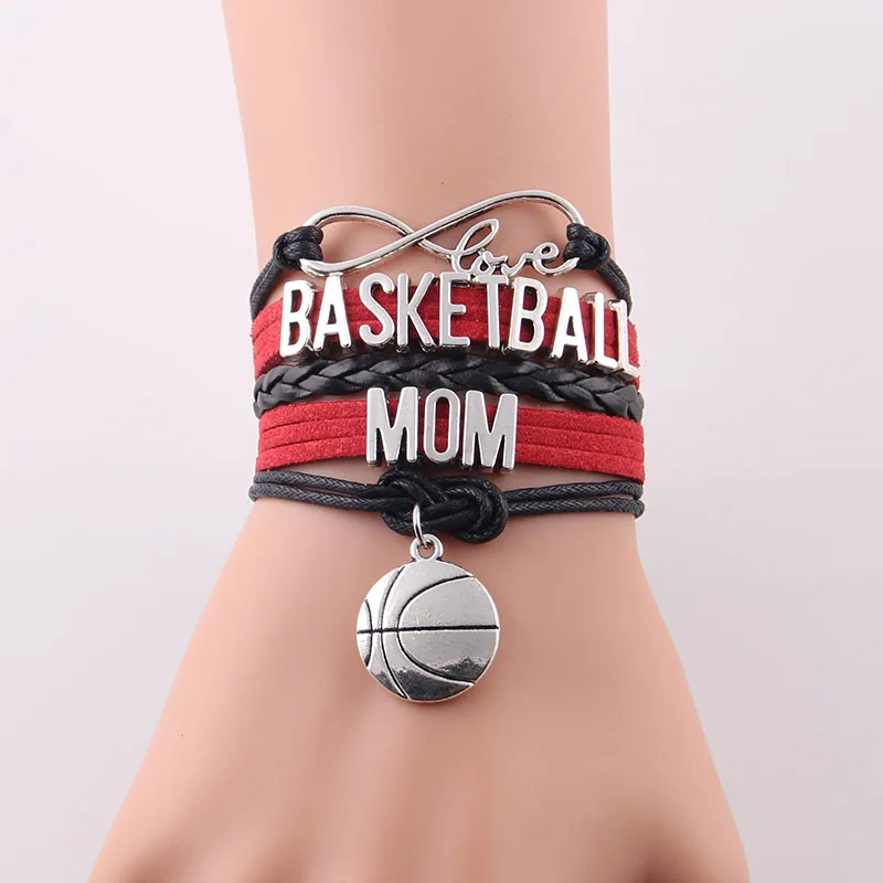 Женский кожаный браслет Infinity Love в виде баскетбольной мамы|leather wrap bracelet|wrap braceletmom