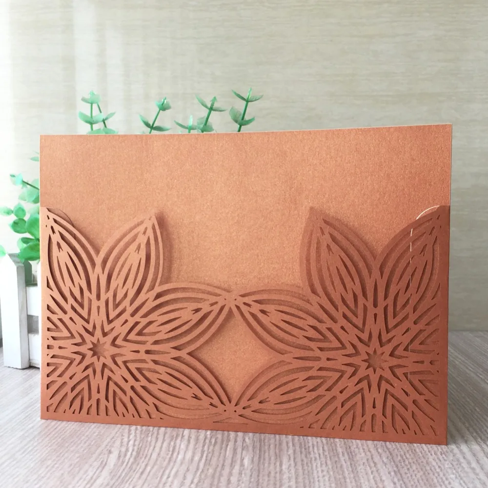 

40pcs/lot Chic Pearl Paper Invitation Card Flower Pattern Wedding Invitations Birthday Party Decorations Gift Card