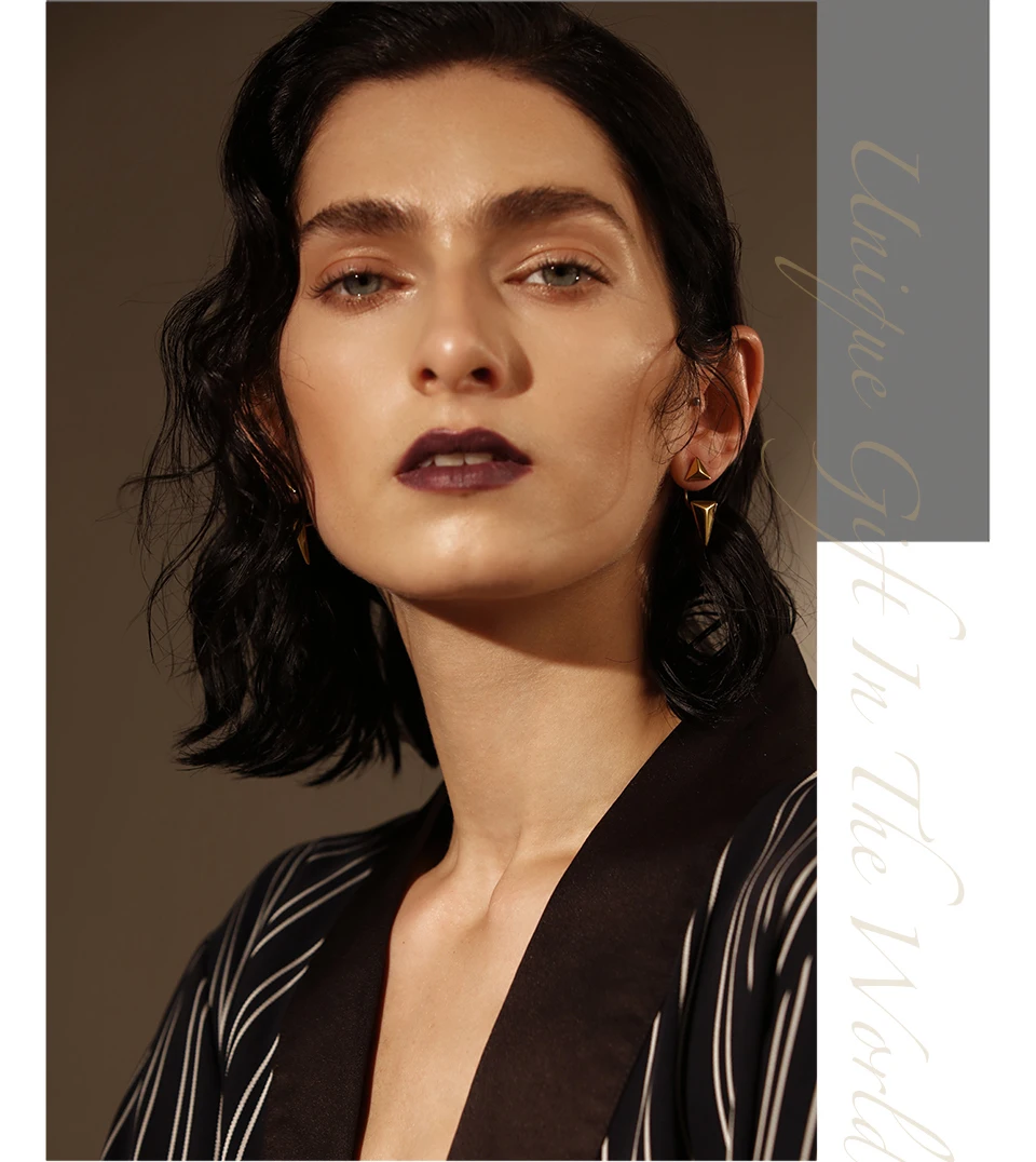Enfashion, Двойные треугольные серьги, золотые серьги-гвоздики, серьги из нержавеющей стали,, модные ювелирные изделия для женщин E5143