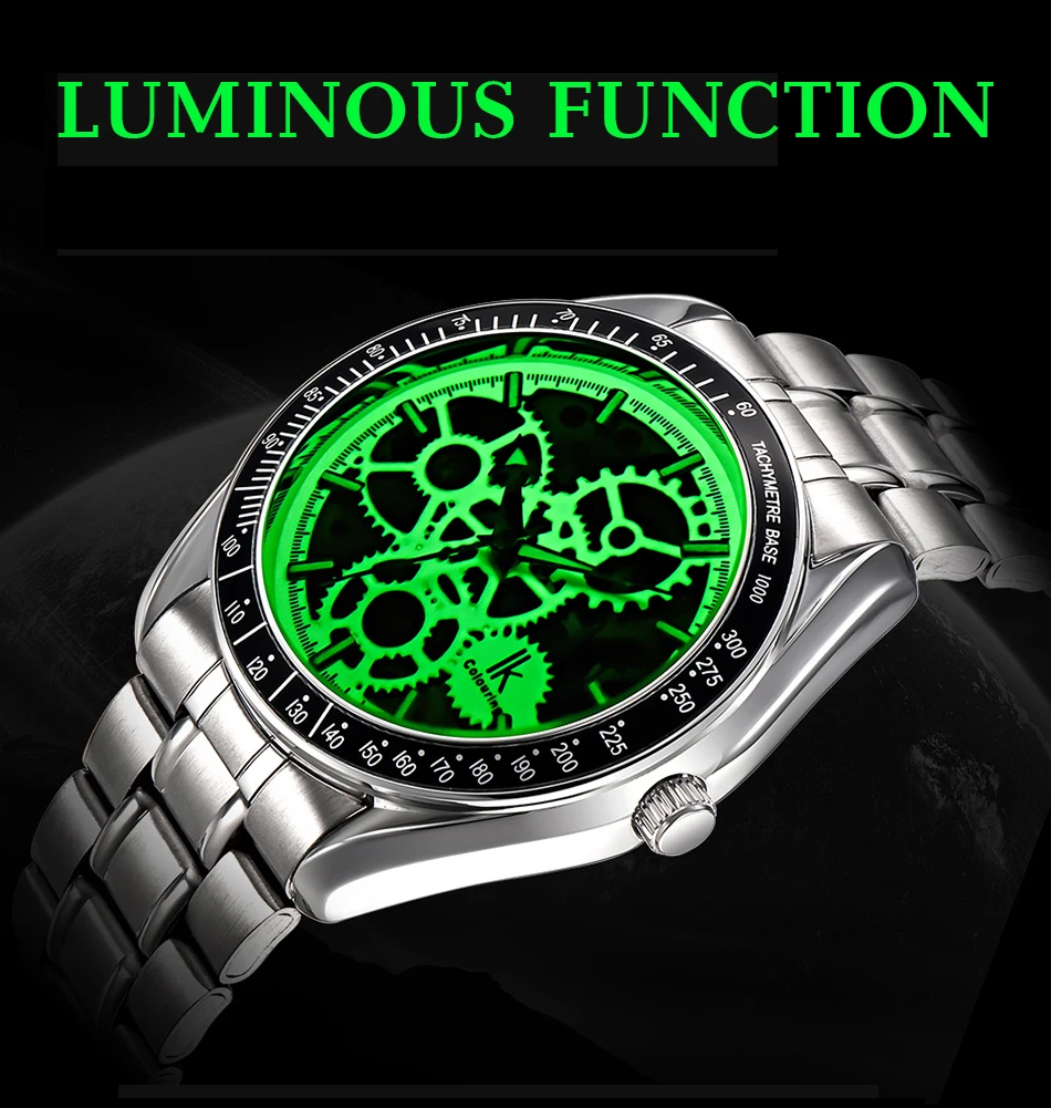 IK Colouring Luxury Brand Men Watches Automatic Mechanical Skeleton Steampunk Stainless Steel Band Male Clock relogios feminino | Наручные