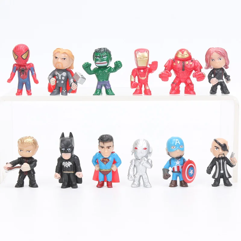12 шт. Q версия фигура Мстителей набор Marvel игрушки 3,5 см Железный человек Тор Халк Капитан Америка Человек-паук альтрон модель игрушки куклы