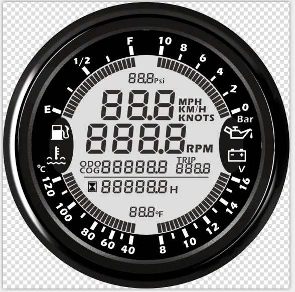 BN 6 в 1 Многофункциональный манометр gps Спидометр Тахометр час температура воды Уровень топлива масла вольтметр давления 12 В 0-10 бар - Цвет: BN