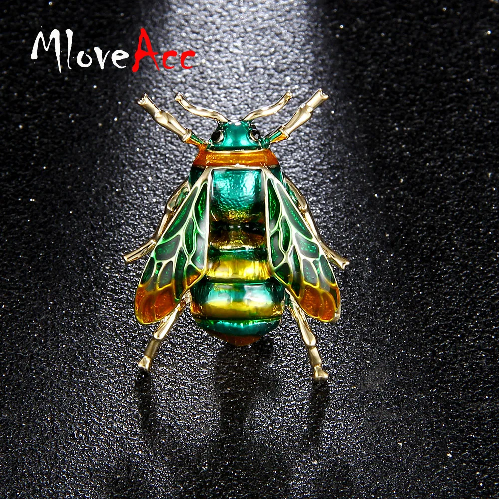 

MloveAcc Cute Bee Fly Insect Brooch Kids Girls Clothes Accessories Gold-color Black Yellow Enamel Brooches Birthday Gifts