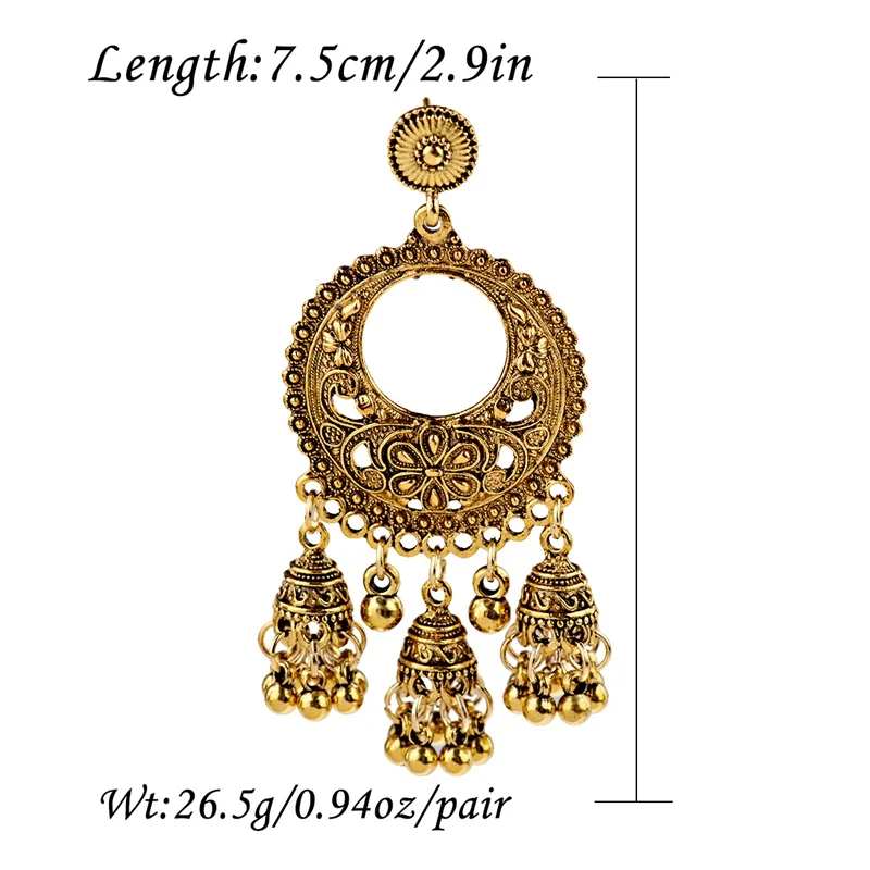 Женские винтажные серьги-кисточки Jhumka Bells сережки серебристого цвета с