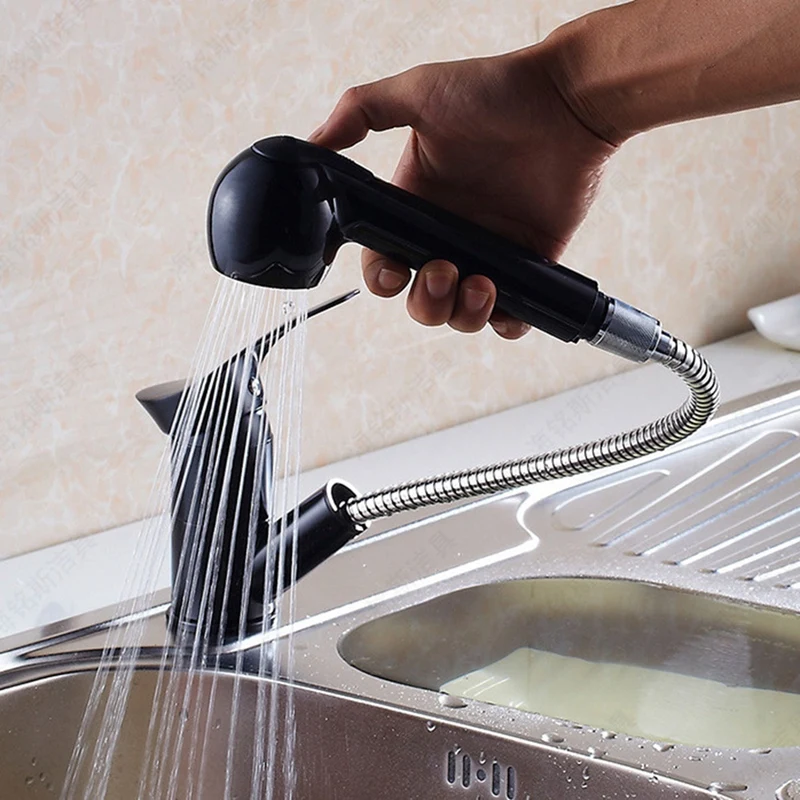 Wf-7005 Kitchen Faucet 360 Degree Rotation Pull Out Sink Water Saving Polished Black Basin | Дом и сад