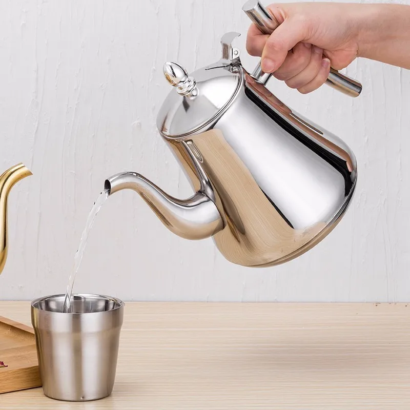 1L 1.5L 2L утолщенный чайник из нержавеющей Стали немагнитный Европейский кофе бытовой Отель фильтр индукционная плита