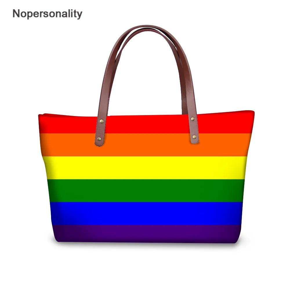 XD746AL Nopersonality женские сумки с принтом радуги, цветные дизайнерские, большие вместительные пляжные сумки для девушек, большая сумка на плечо для покупок - Цвет: XD746AL