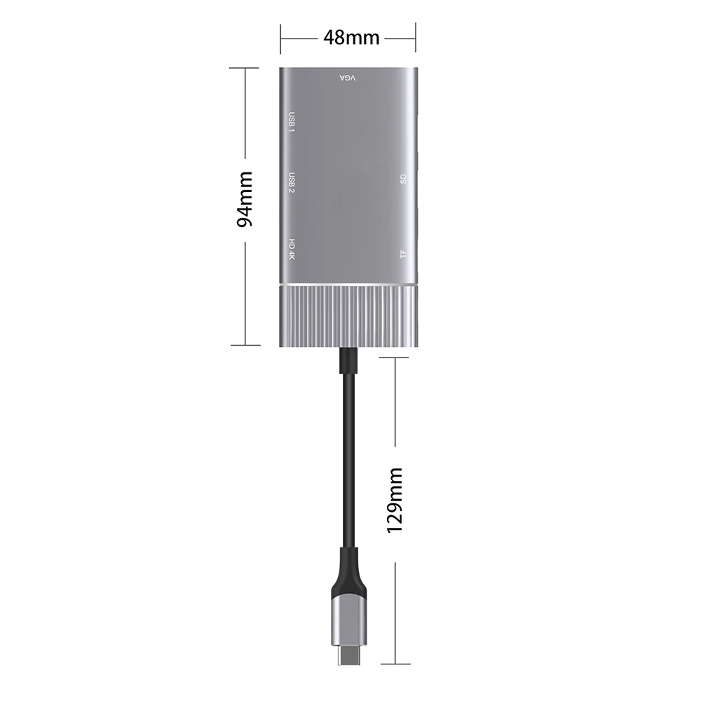 USBC к HDMI совместимый 4K VGA 2USB 3 0 SD TF кардридер концентратор 5 мм аудио порт PD зарядная