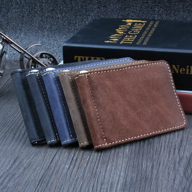 Кошелек из натуральной воловьей кожи качественный Мужской зажим для денег