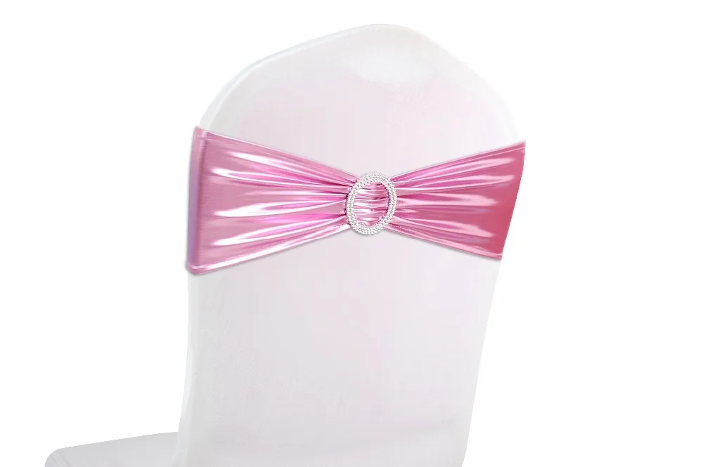 Розовый цвет блестящая металлизированная лайкра пояс с круглой пряжкой ленты из