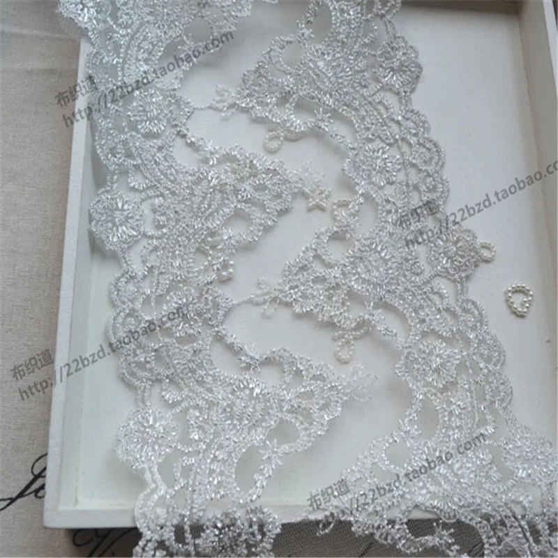 Delicate 6Yards Wedding Dress Cording Lace Applique Silver Thread Embroidery Accessories Trim LG0007 | Дом и сад
